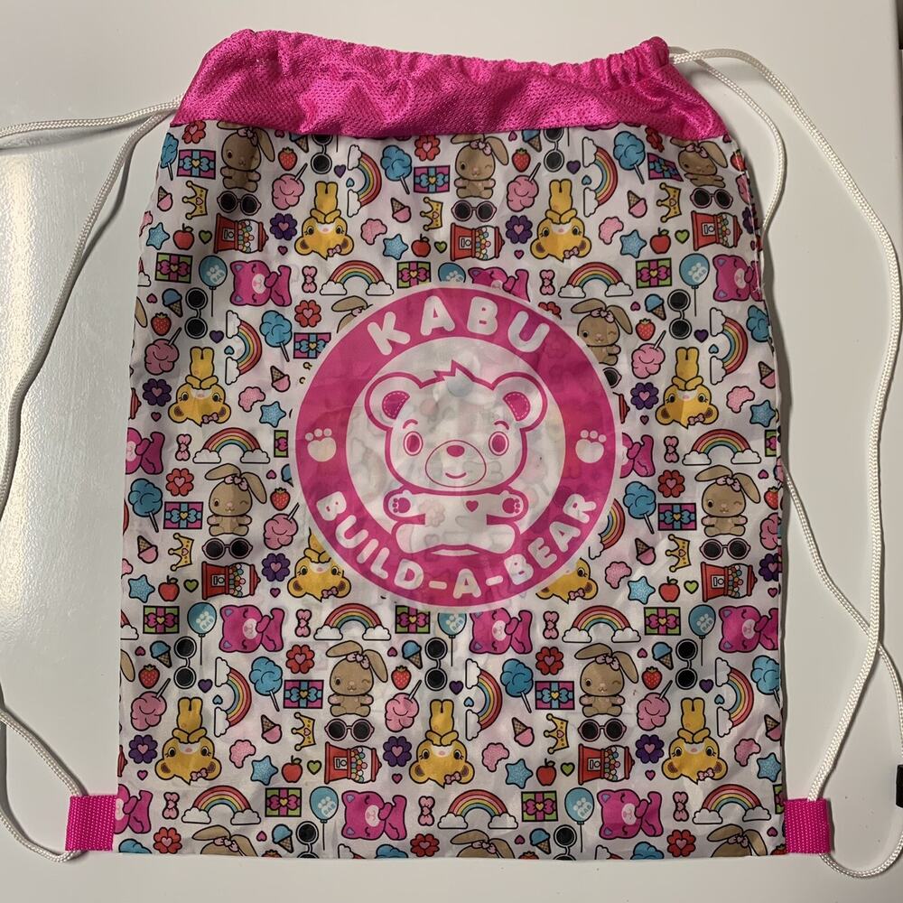 RARE Kabu Build A Bear Drawstring Cinch Bag Kawaii Backpack Tote Animals BABW